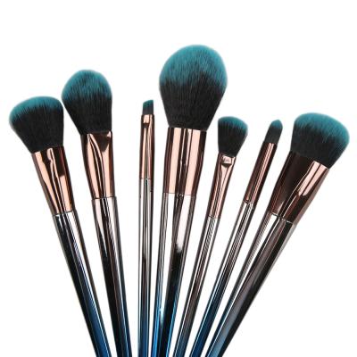 China Angular Blush HZM Factory Wholesale Gradient Blue Beauty Make Up Brush Kit Fan Blush Makeup Brush for sale