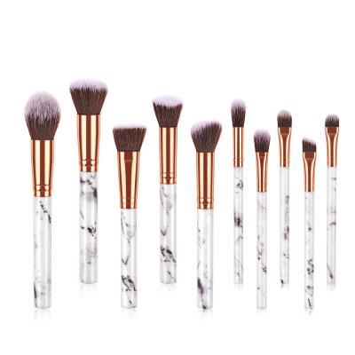 China Angular Blush Factory Wholesale 10pcs Marble Brush High Quality Cosmetic Makeup Brush Set for sale