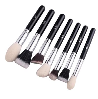 China Beauty Care Makeup Tools HZM Goat Hair Foundation Powder Natural Eyeline Eyebrow Professional Concealer Black Make Up Brush Set for sale