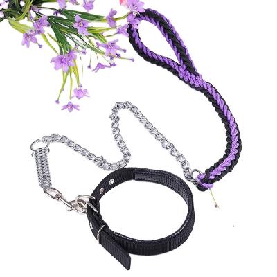 China Retractable Nylon Collar Reflective Rope Trainer Neck Heavy Duty Pet Dog Leash With Double Hook for sale