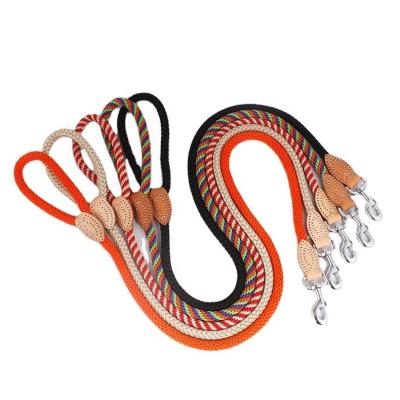 China Reflective Manufacturers Wholesale Multicolor Reflective Spot Two Dog Leash Hook Pull Leash Pet Supplies Double Leash for sale