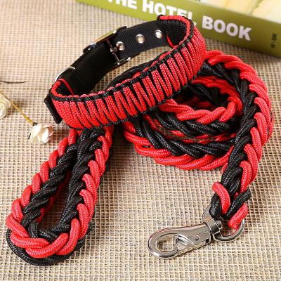 China Sustainable Eight Strand Round Rope Dog Walking Leads Tall-Strong Dog Leashes And Collar Sets Luxury Pet Harness Dog Leash Set for sale