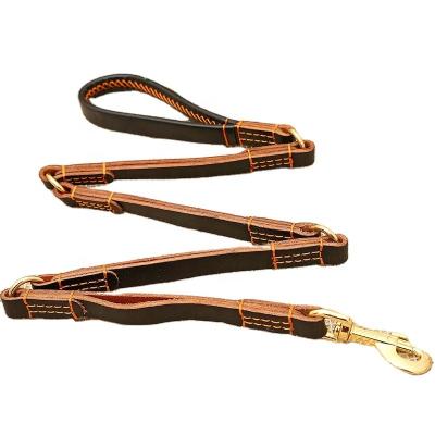 China Wholesale Low MOQ PU Reflective Leather OEM Brand Dog Leash for sale