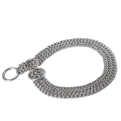 China Stainless Steel Large Dog Collar Thoughtful Chain Ring Large Dog Pet Training Chain Collar for sale