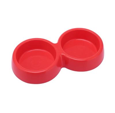 China Viable For Dog Cat Puppies Stable Plastic Dual Dishes Stainless Steel Food Water Dismountable Pet Feeder Bowl for sale