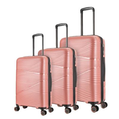 China PP 3pcs Set Spinner 360 Wheel TSA Lock PP Luggage Hand Trolley Luggage Moving Bag for sale