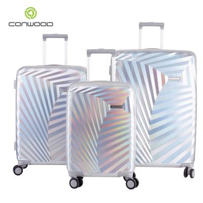 China Trolley Luggage Bag New Products Wholesale PET Luggage Set Travel Suitcase 4 Rolls in Blingbling Color for sale