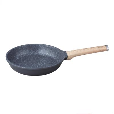 China Traditional Medical Cast Aluminum Stone 20cm Nonstick Coating With Wood Looking Frying Pan for sale