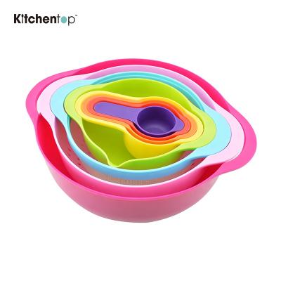 China Amazon Hot Sustainable Hot Sale Home Instruments 8pcs Colorful Plastic Mixing Bowl for sale