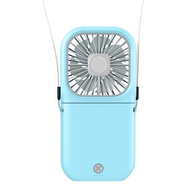 China Portable Small USB Rechargeable Handy Neck Fan Rechargeable Handheld Fan With Power Bank for sale