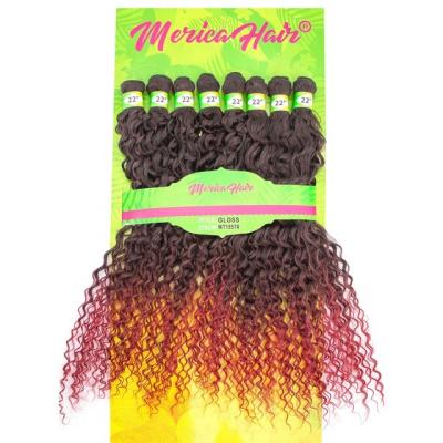 China Factory Wholesale Super Soft High Temperature Star Merica Hair 22inch Fiber Curly Weave Synthetic Curly Hair Extension Hair Bundles for sale