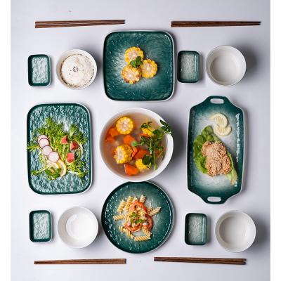 China Square 17pcs Dinner Set Ceramic High Quality Dish Set Sustainable Gift Box Western Style Packing Eco for sale