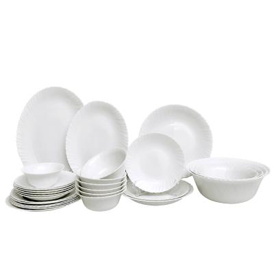 China Sustainable Dish 12inch Opal White Ceramic Dinnerware Ice Plates Made In China Wholesale Tableware for sale