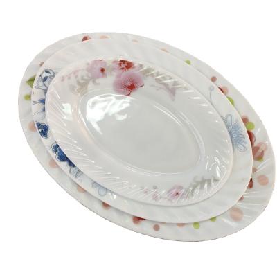 China HYP 14inch viable ceramic dish oval fish dishes opal glassware with decals printing dinnerset wholesale sides for sale