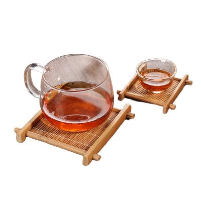 China Durable Printed Bamboo Coaster Cup Holder Heat Insulation Pad Well Round Shape Square Shape Tea Ceremony Props Wholesale for sale