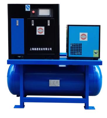 China Large tank lubricated combo air compressor with dryers and filters for laser cutting machines for sale