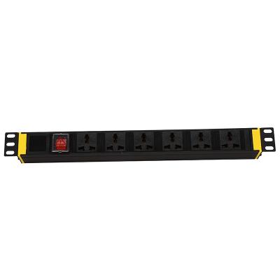 China 6 Way Universal PDU 19 Inch 19 Inch 1.8M PDU Non-Flammable PC Module UL94V-0 For Internet Data Center for sale