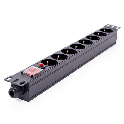 China PC Module UL94V-0 Good Sale Germany 8 Way PDU Power Strip Schuko Uninflammable Schuko PDU With 2 Pole Switch for sale