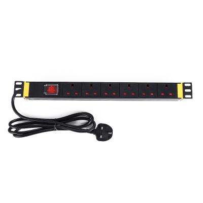 China UK Switch 19 Inch 13A PDU Type Power Distribution Unit PDU 6 Way With Switch for sale