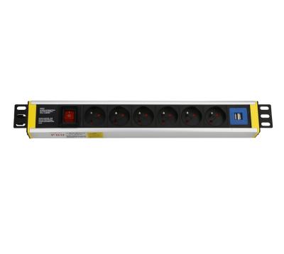 China High Quality USB Charger 5V 2.1A Rack Mount Socket 1.5U 6 Way 19 Inch Universal Type PDU Socket With USB Charger for sale