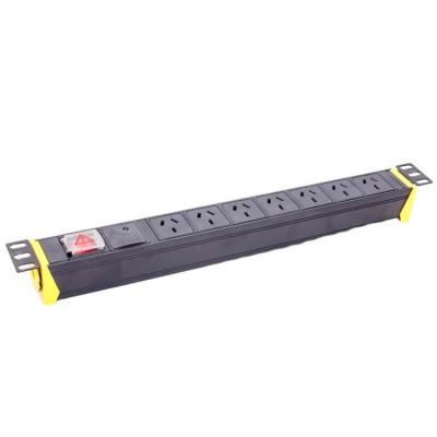 China Australian Type Aluminum Aolly Shell Pdu PC Module UL94V-0 Surge Protection 7 Ways PDU Socket Uninflammable Rack Socket for sale