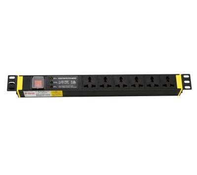 China PC Module UL94V-0 Last Product 19 Inch 1U PDU 6 Way Distribution Unit PDU Surge Protection Unflammable Universal Socket for sale