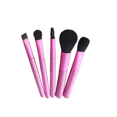 China Angular Blush DX High Quality Luxury Makeup Brushes Professional Private Label Custom Logo 5pcs Pink Makeup Brush Set for sale