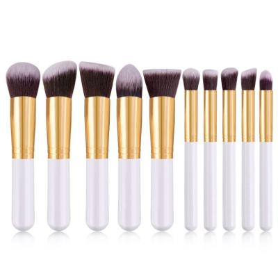 China Angular Blush DX Popular Wooden Mini Makeup Brush Kit Synthetic Hair Black And Gold Handle Makeup Supplier for sale