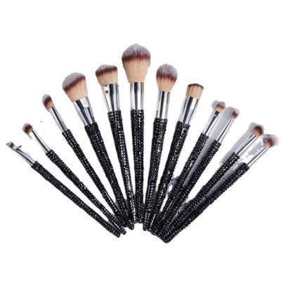 China Angular Blush DX Factory Wholesale 12pcs Custom Logo Bling Make Up Brushes Synthetic Shinestone Diamond Glitter Sparkle Makeup Brush Set for sale