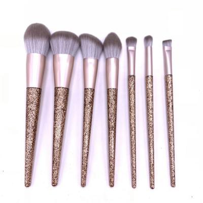 China Angular Blush DX Rose Golden Glitter Handle 10pcs Crystal Diamond Foundation Brush Set with PU Bag Makeup Brushes for sale