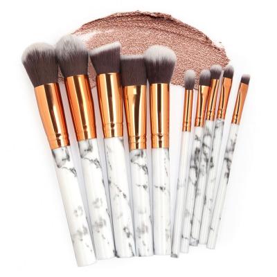 China Angular Blush DX 10Pcs Custom with bag for women powder Eyeshadow Foundation Concealer Eyebrow Blending Brush Marble Texture makeup brush se for sale