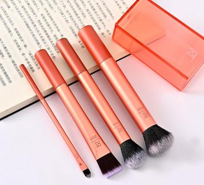 China Flat Brush DX Personalized Custom Logo 4pcs Vegan Private Label Makeup Set Brush With Case for sale