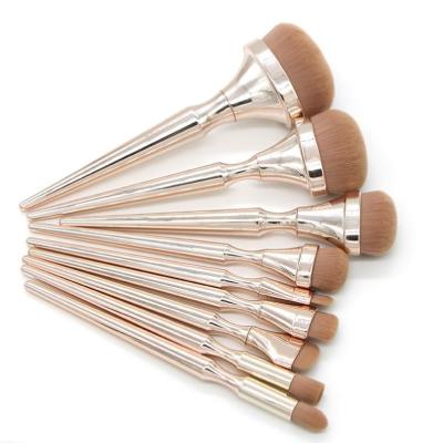 China Angular Blush DX Toothbrush 9 Pcs Base Contour Set Brush Makeup Brush Rose Gold Cosmetic Tools for sale