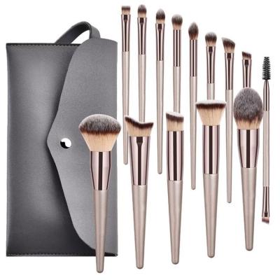 China Angular Blush DX Private Logo 10Pcs Rose Gold Synthetic Hair Brush Makeup 2021 High Quality for sale