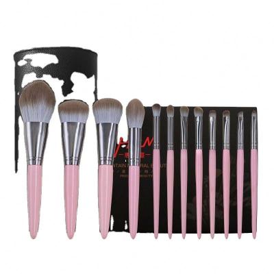 China Angular Blush DX 12 Pcs Custom Pink Luxury Professional Wholesale Cute Private Label Makeup Brush Set Brushes With Bag Box Packing for sale