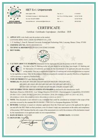 CE - Luoyang Bing Yan Laser Equipment Co., Ltd.