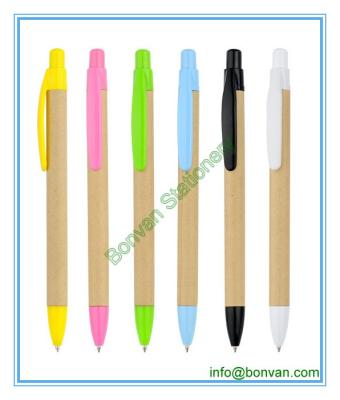 China eco paper promotional pen, craft paper advertising ball pen for sale