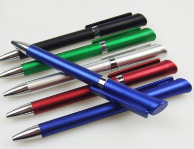 China metallic finish twist plastic ballpen, metalic color promo gift logo brand ball pens for sale