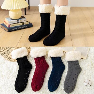 China Anti-Slip Women Knitted Warm Winter Socks Lined Indoor Floor Home Slipper Socks Daily Wear Socks for sale