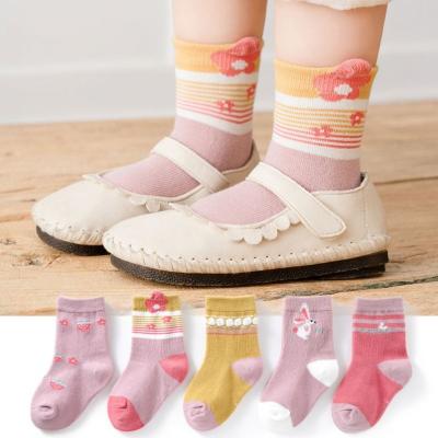 China Wholesale cartoon children's breathable socks autumn and winter cotton tube boys and girls floor organic cotton baby socks for sale