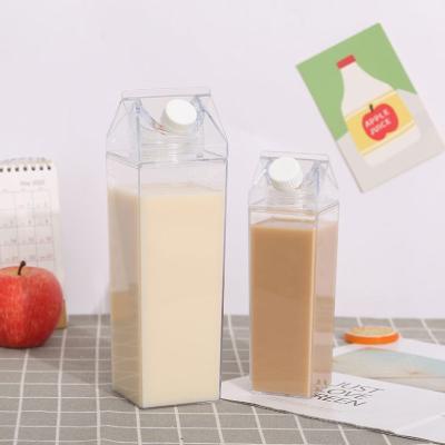 China Juice Water Bottle 500ml 1000ml Milk Mug Viable Square Portable Plastic Carton Water Bottle Outdoor Tour Camping Drinks Cup for sale