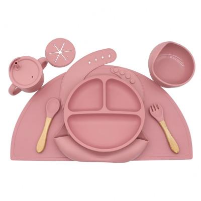 China Cute Washable Baby Bibs Food Grade Silicone Soft Dish Set Waterproof Silicone Teether for sale