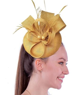 중국 Womans Handmade Feather Fascinator Hat Wedding Bride  Beaded Cocktail Tea Party Feather Hat 판매용