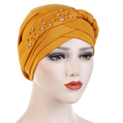 中国 Twist Braid Turban Hat Woman Turban Headwear Muslim Hat Chemo Cancer Sleep Hat Headwrap Hair Cover Hijab Headscarf 販売のため