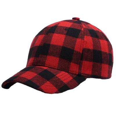 Cina Printing Adjustable Sun Hat Women Dad Truck Driver Buffalo Plaid Baseball Cap in vendita