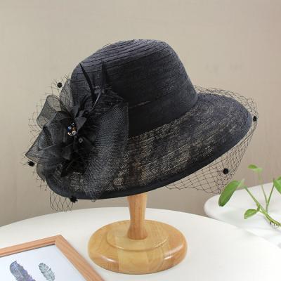 China Foldable dome sun hat large brim sunscreen women's lace mesh flower bucket hat à venda