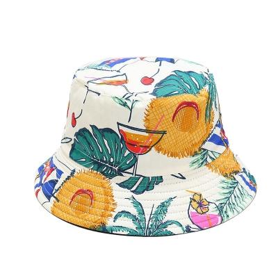 中国 Women's summer outdoor sports sunshade European and American new tropical print fruit pattern Fisherman's hat bucket hat 販売のため