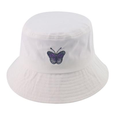 中国 Men Women Adults Bucket Hat Cap Embroidery Unisex Four Seasons Butterfly Bucket Hat 販売のため