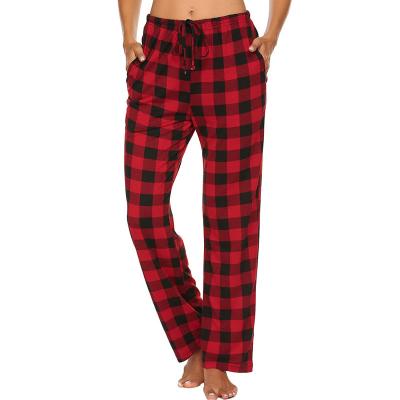 China Women Lounge Pants Comfy Pajama Bottom with Pockets Stretch Plaid Sleepwear Drawstring Pj Buffalo Plaid Bottoms Pants Te koop