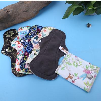 China Simfamily Woman Charcoal Menstrual Pads Heavy Flow Reusable Washable Waterproof Bamboo Feminine Sanitary Pad Super Absorbent for sale